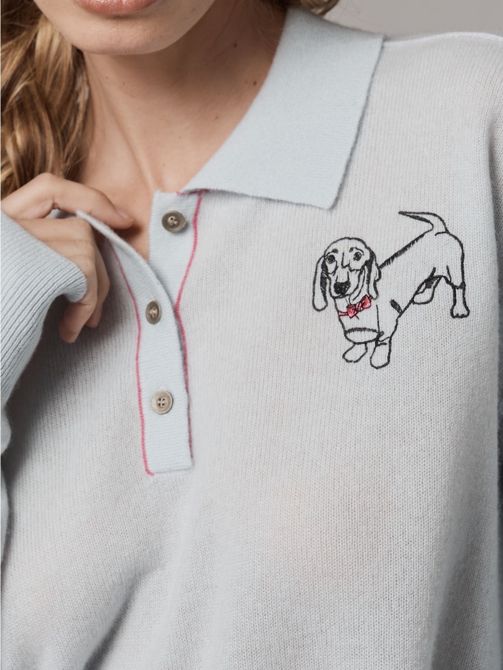 🐾Anthropologie Cashmere Sweater Pilcro Collared Long-Sleeve Polo New Dog Blue